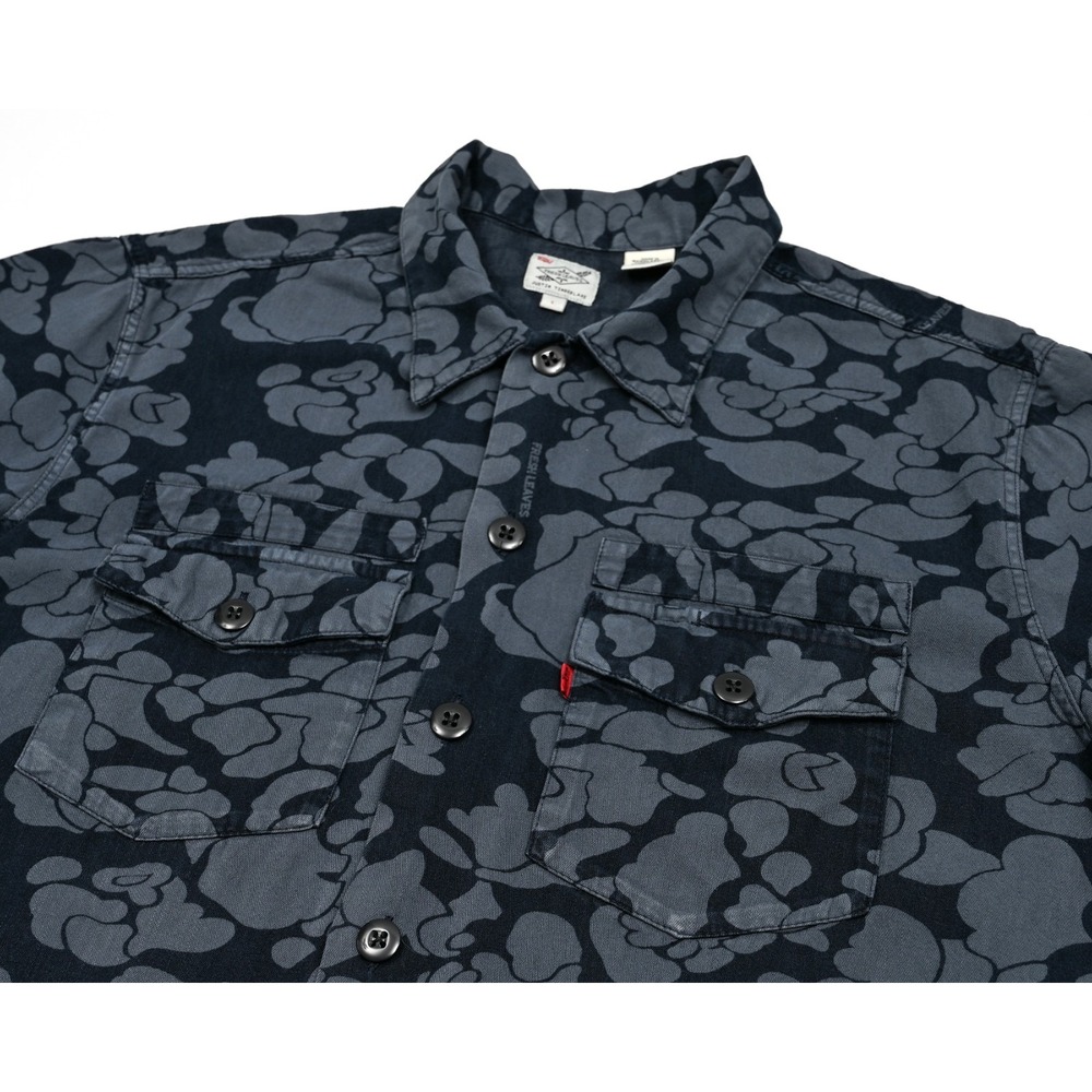 Levis Fresh Leaves Men's Shirt Blue Floral Justin Timberlake Utility Work Pocket
